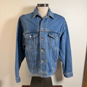 Vintage TYCA Square D PWMD Denim Jacket Mens L USA Embossed Corporate Award